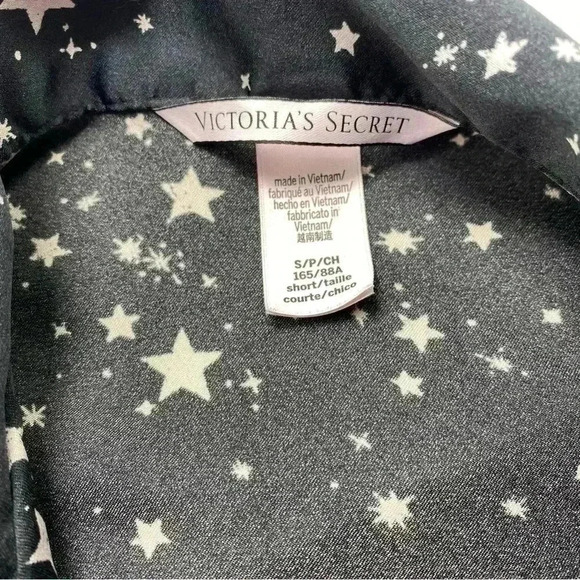 Victoria Secret star celestial Black Long sleeve top button down nightshirt - Picture 4 of 4